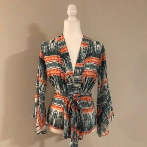 Veronica M chiffon belted jacket/top